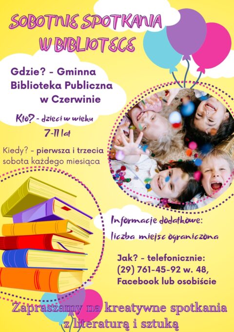 SOBOTNIE SPOTKANIA W BIBLIOTECE – ZAPROSZENIE